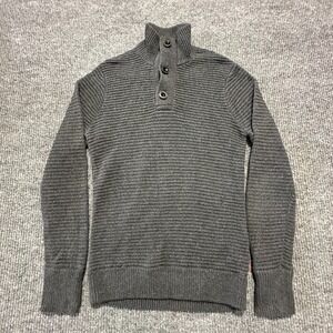 Levi's Mens Rib Knitted Sweater Size Medium Gray Button Neck Long Sleeve